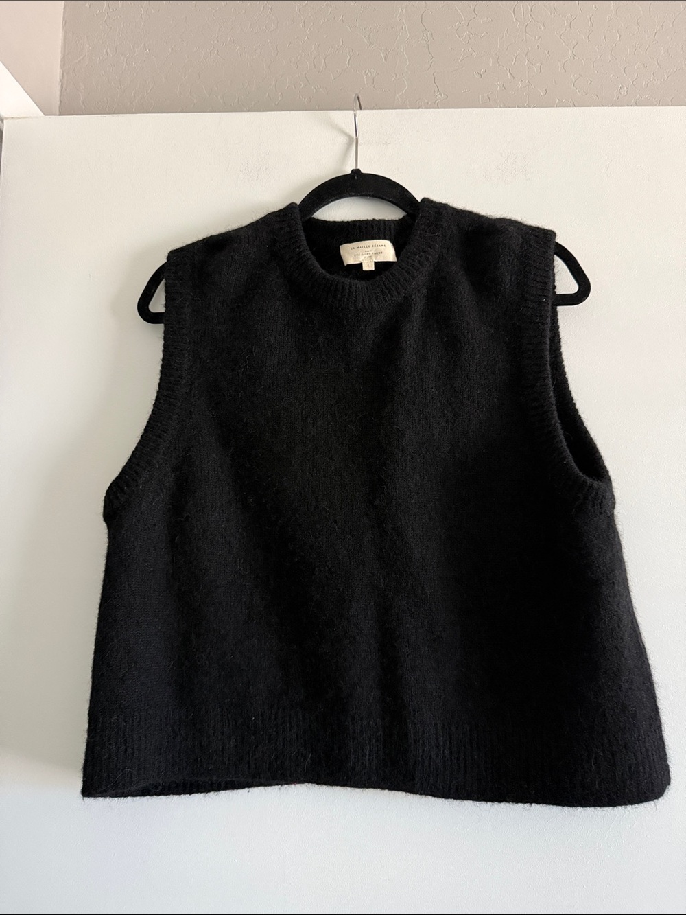 Sezane Sz L Samuel Black Baby Alpaca & Merino Wool Blend Sweater Vest - Picture 2 of 6